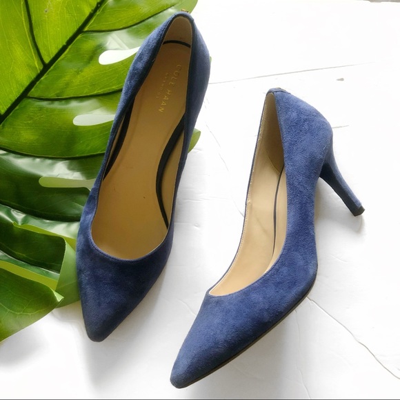 Cole Haan Shoes - Cole Haan Blue Suede Poined Toe Stiletto Heels